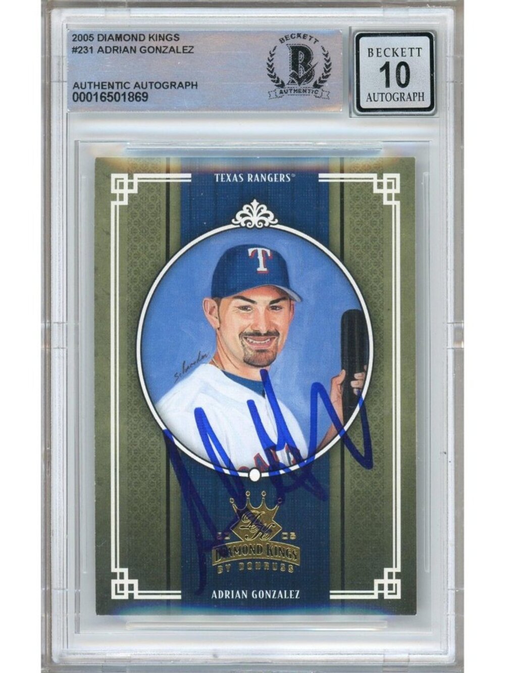 Adrian Gonzalez Signed 2005 Donruss Diamond Kings #231 BGS 10 Auto Rangers Card